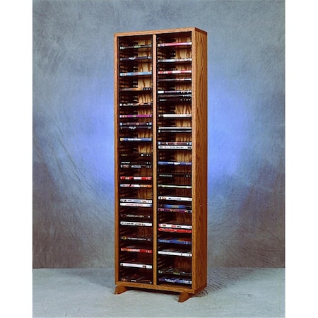 Solid Oak Tower For DVDs - Individual Locking Slots